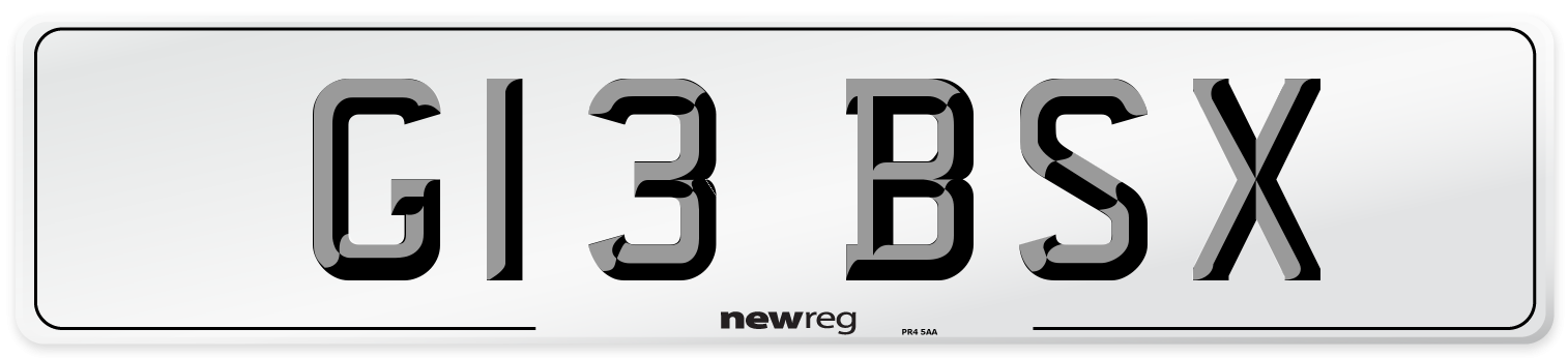 G13 BSX Number Plate from New Reg
